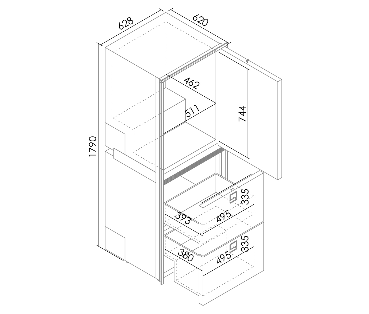indel-b-marine-cruise-320-combi-frigo-inox-freezer image 3