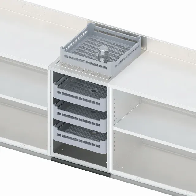 bariste-zone-nettoyage-meuble-rack-verres-inox-4-paniers image 1