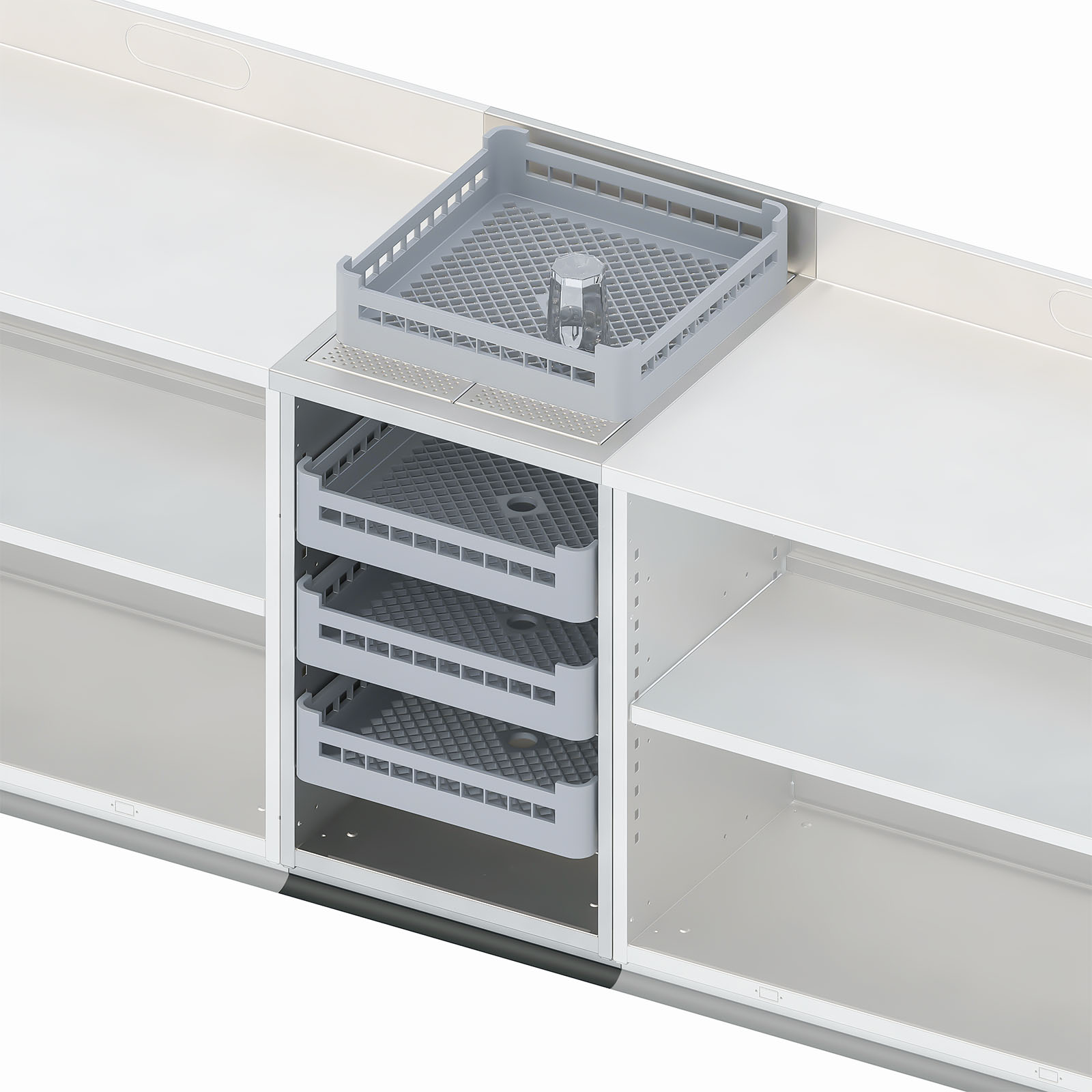 bariste-zone-nettoyage-meuble-rack-verres-inox-4-paniers image 1